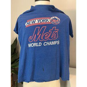 Rare Vintage New York Mets World Series Champs 1986 T Shirt 80s Blue S